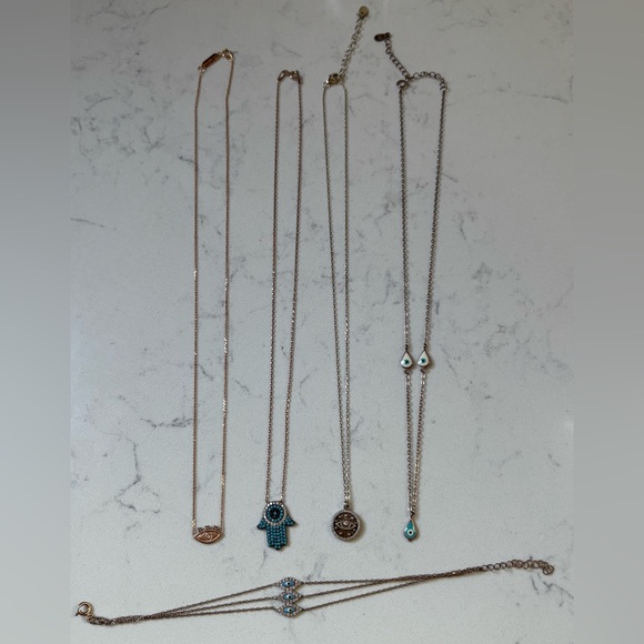 Judaica Rose Gold Evil Eye Hamsa Necklaces & Bracelet - Picture 2 of 2